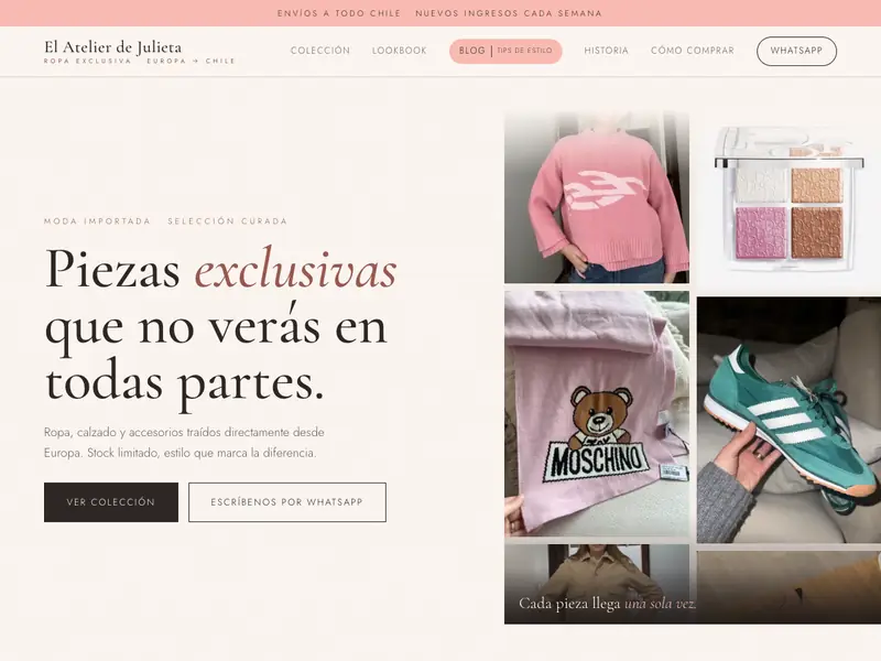 Sitio web de El Atelier de Julieta
